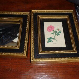 Flower Prints Art and Mirror Wall Decor set of 3